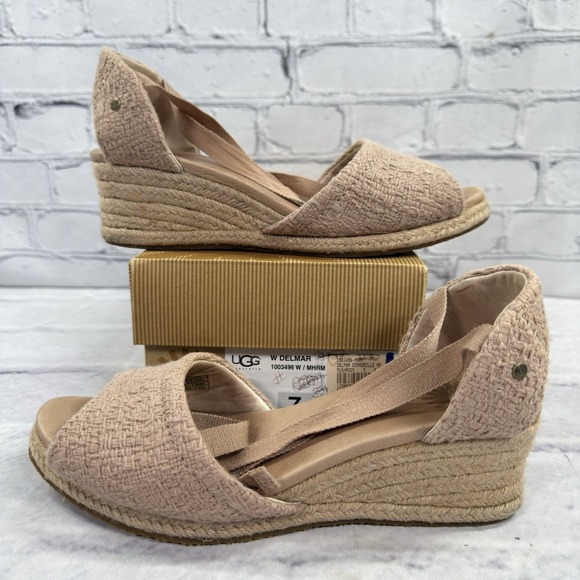 UGG Shoes - UGG Australia Delmar Espadrille Women's Wedge Lace Up Sandals Size 7 Mushroom